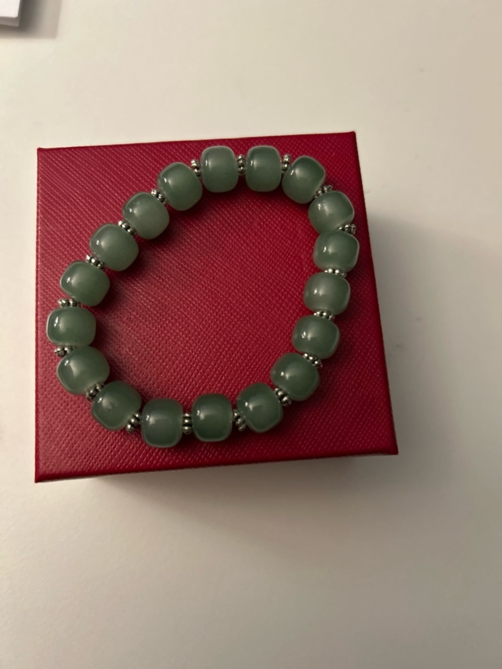 Green Bead Stretch Bracelet - Picture 2 of 2